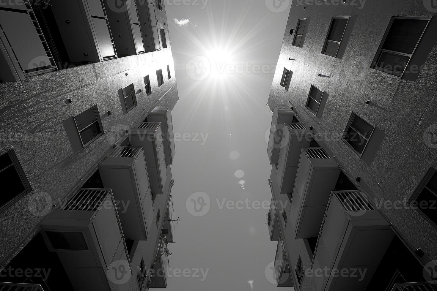 AI generated Low angle view of tall buildings professional photography photo