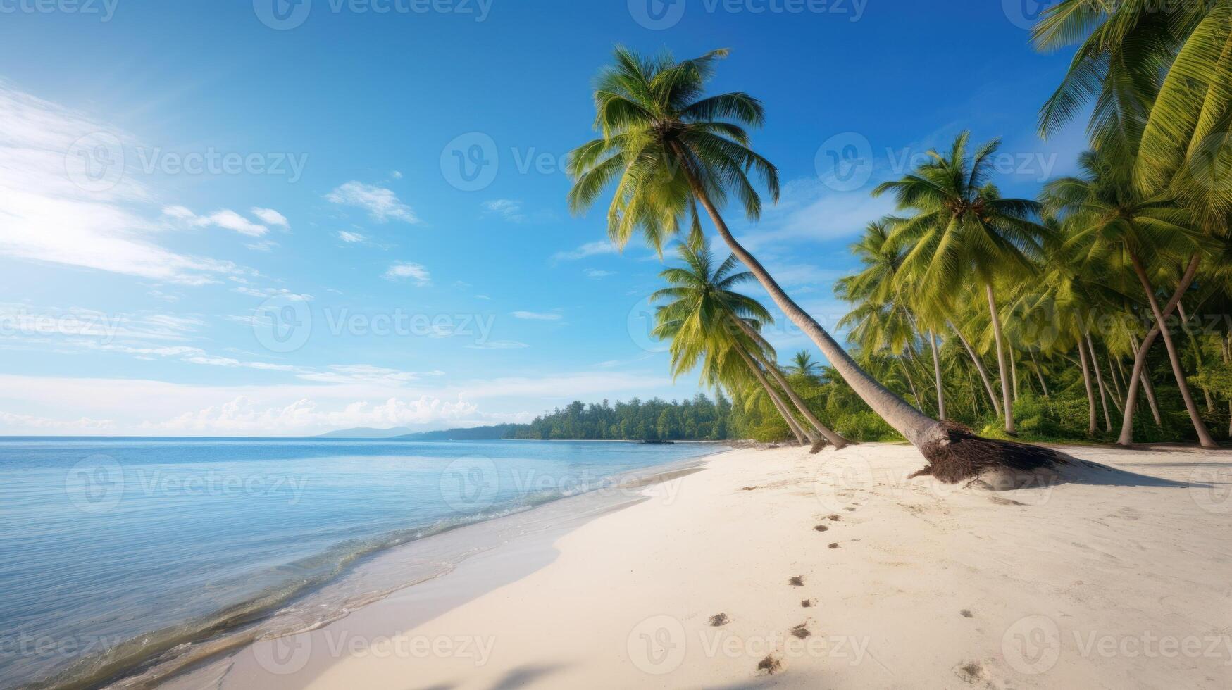 AI generated Breathtaking panoramas of peaceful seaside atmosphere feel relaxed. Suitable for tourists to enjoy the beauty of the sea. Makes you feel relaxed and calm, just come to relax photo