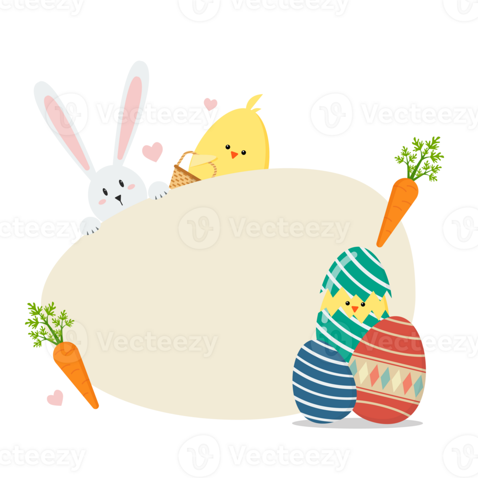 Happy easter with easter elements png