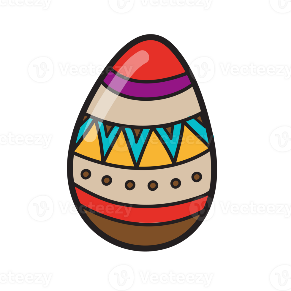 Painted easter egg doodles color hand drawn png