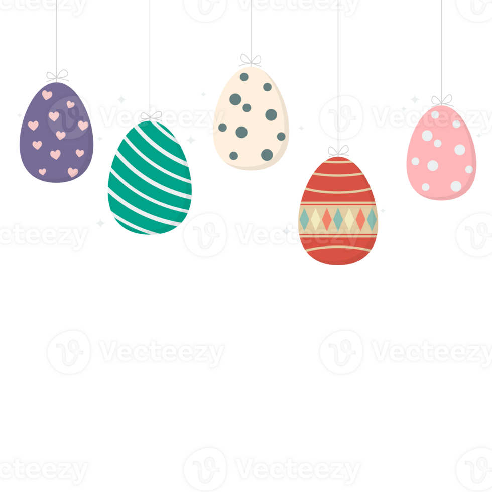 Colorful hanging easter eggs png