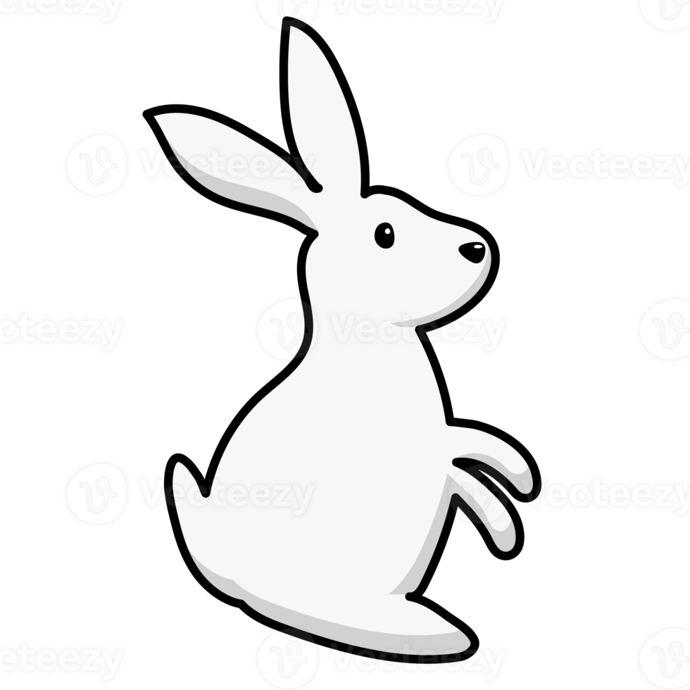 White rabbit. Easter doodles color hand drawn png