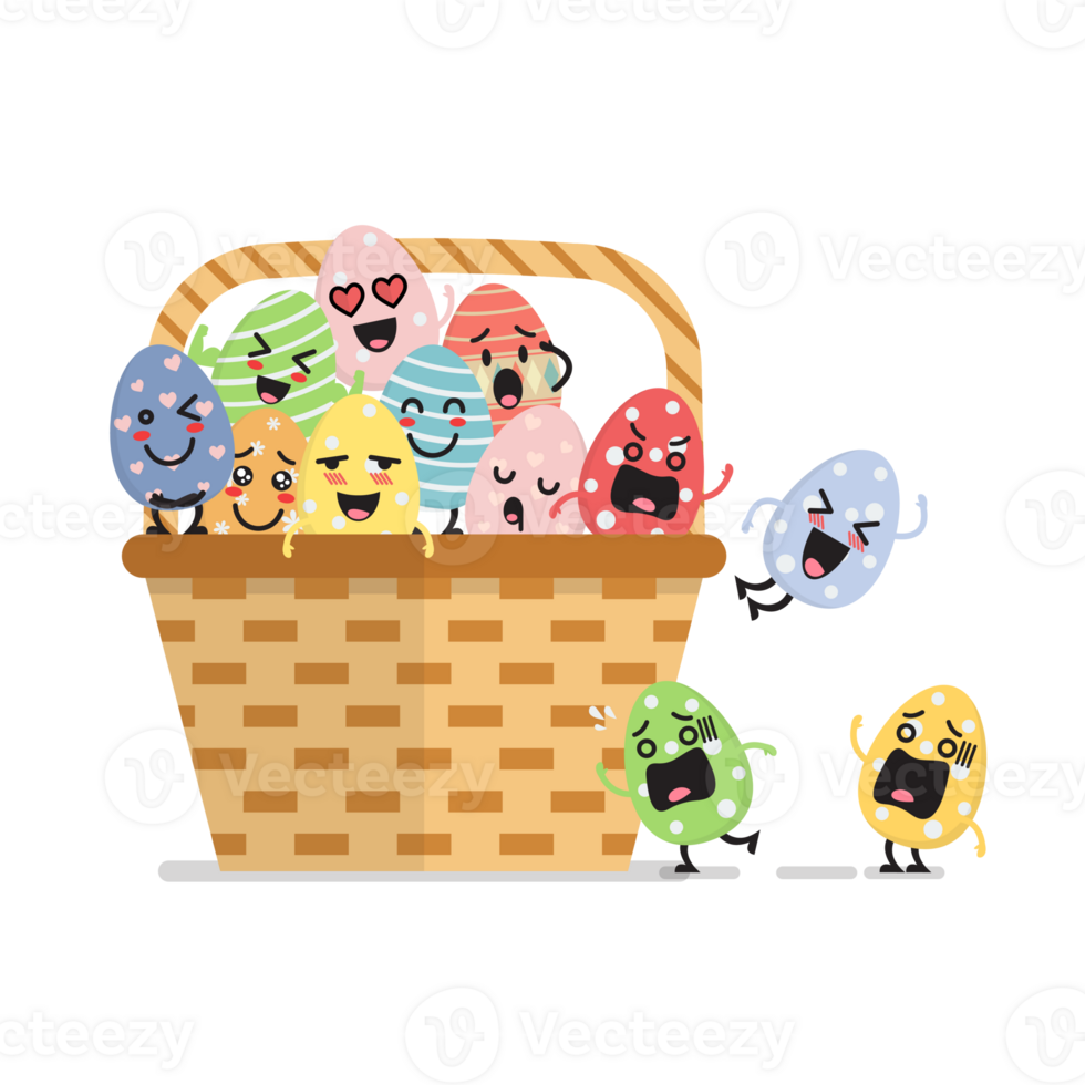Easter eggs character in basket png