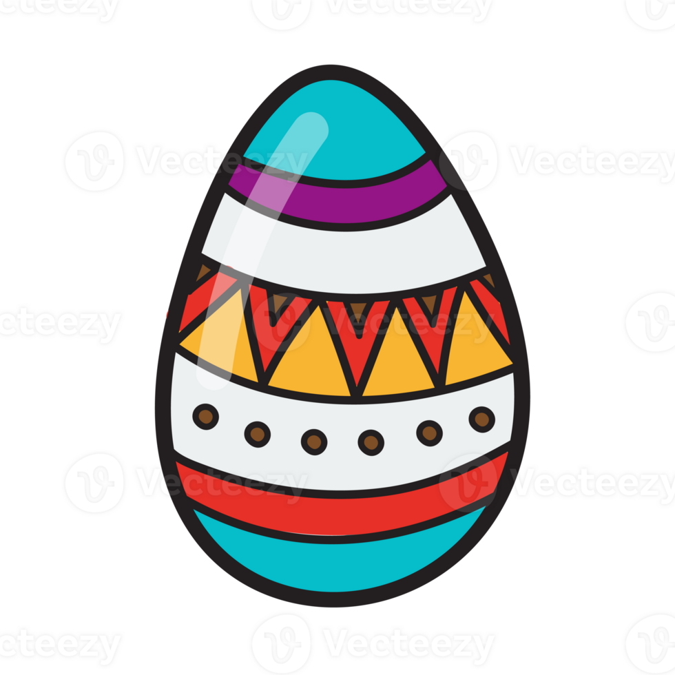 Painted easter egg doodles color hand drawn png