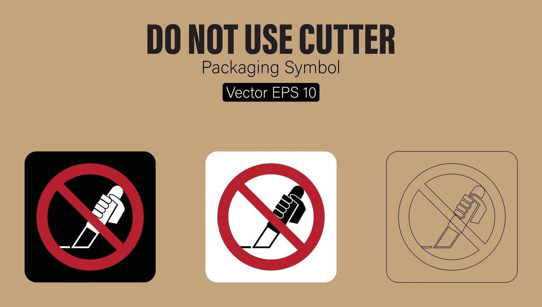 hacer no utilizar cortador cuchillo embalaje símbolo vector