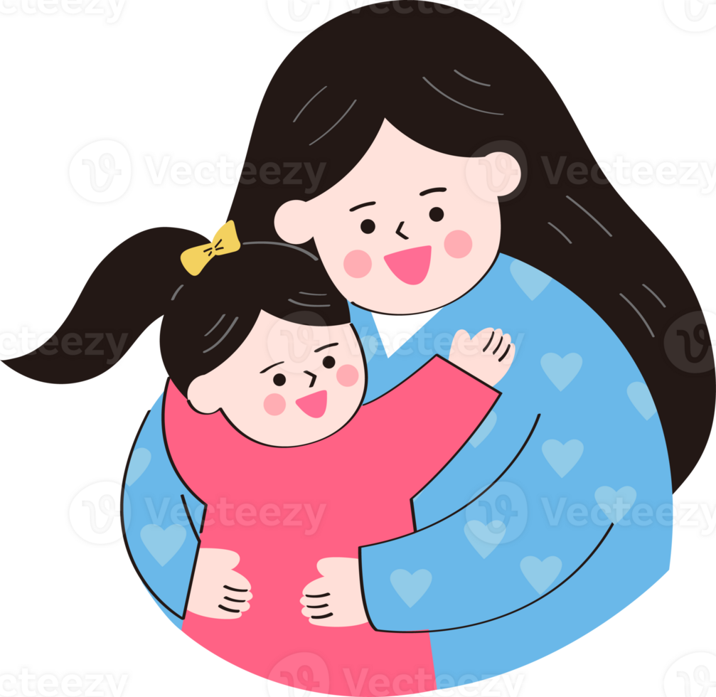 Mother hug her daughter png