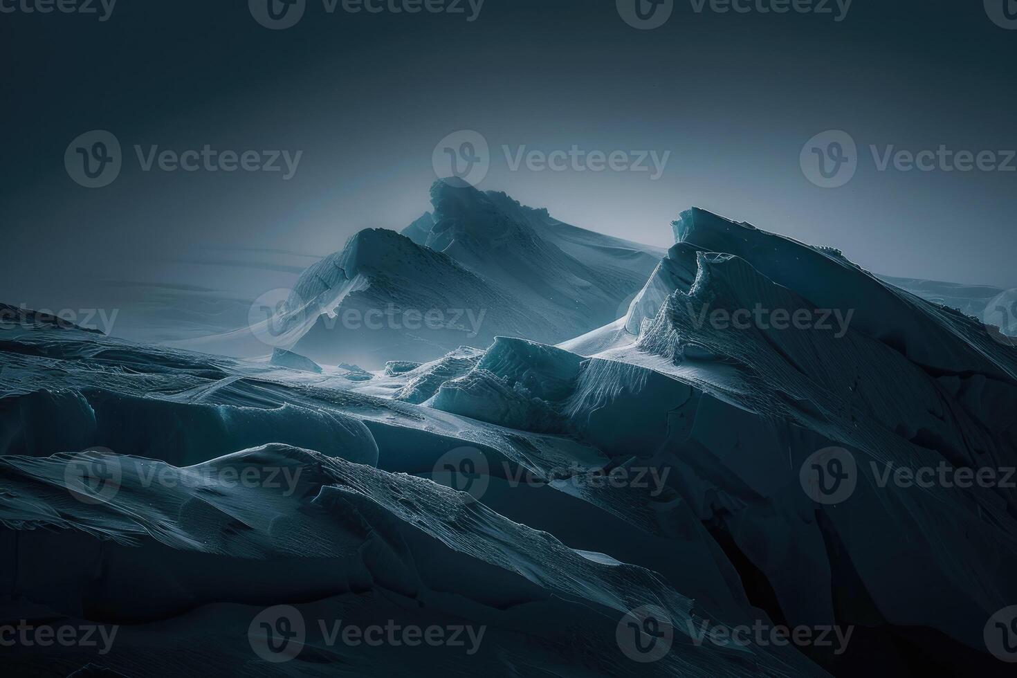 AI generated Antarctica glacier landscape at night photo