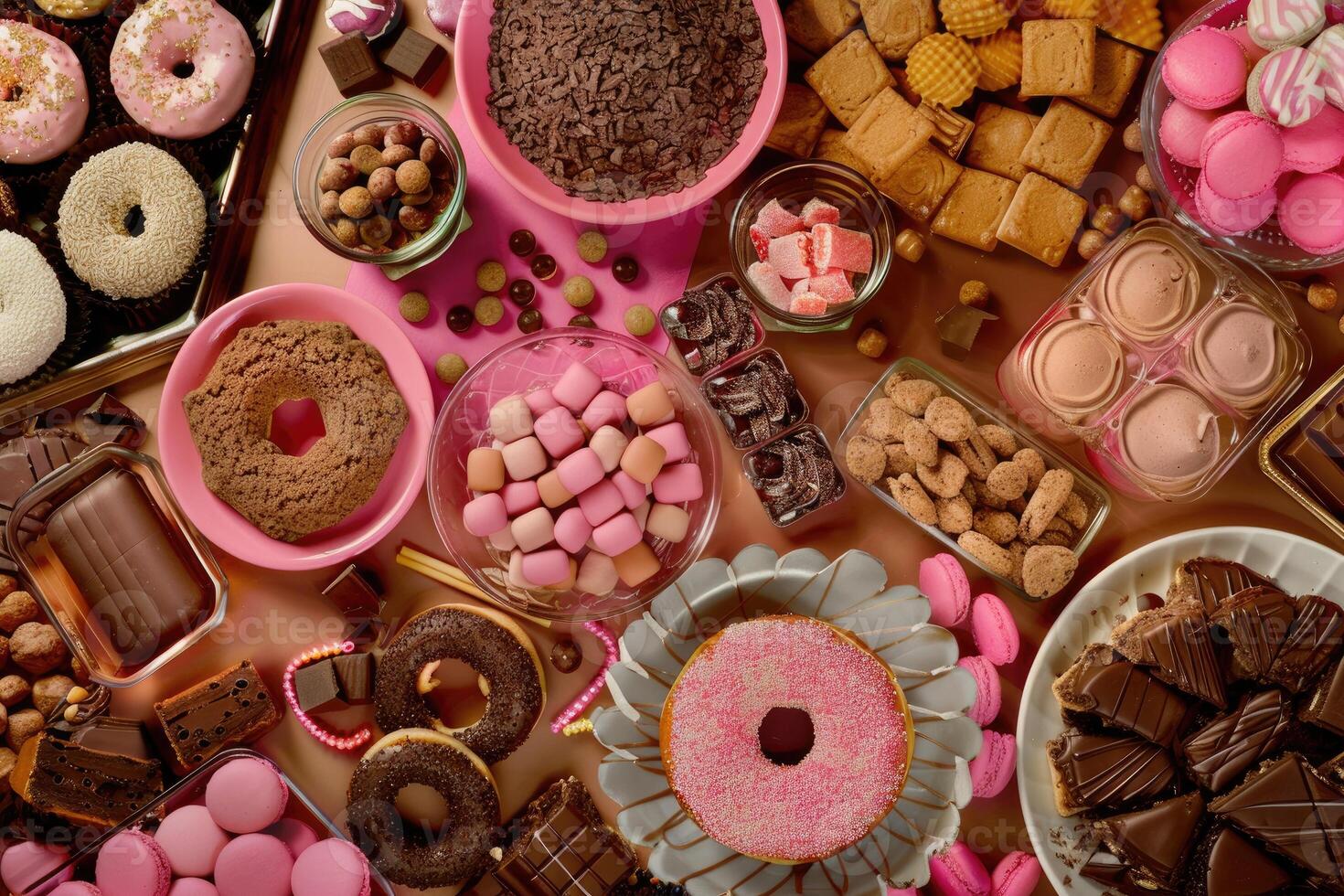 AI generated A table with many sweets and snacks photo