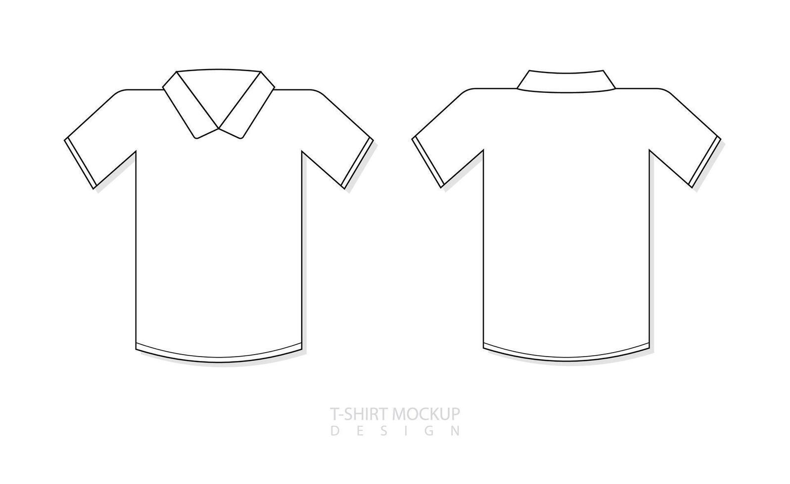T-shirt line art mock up, male t-shirt vector template front back view, blank apparel design for men, sportswear, casual clothing