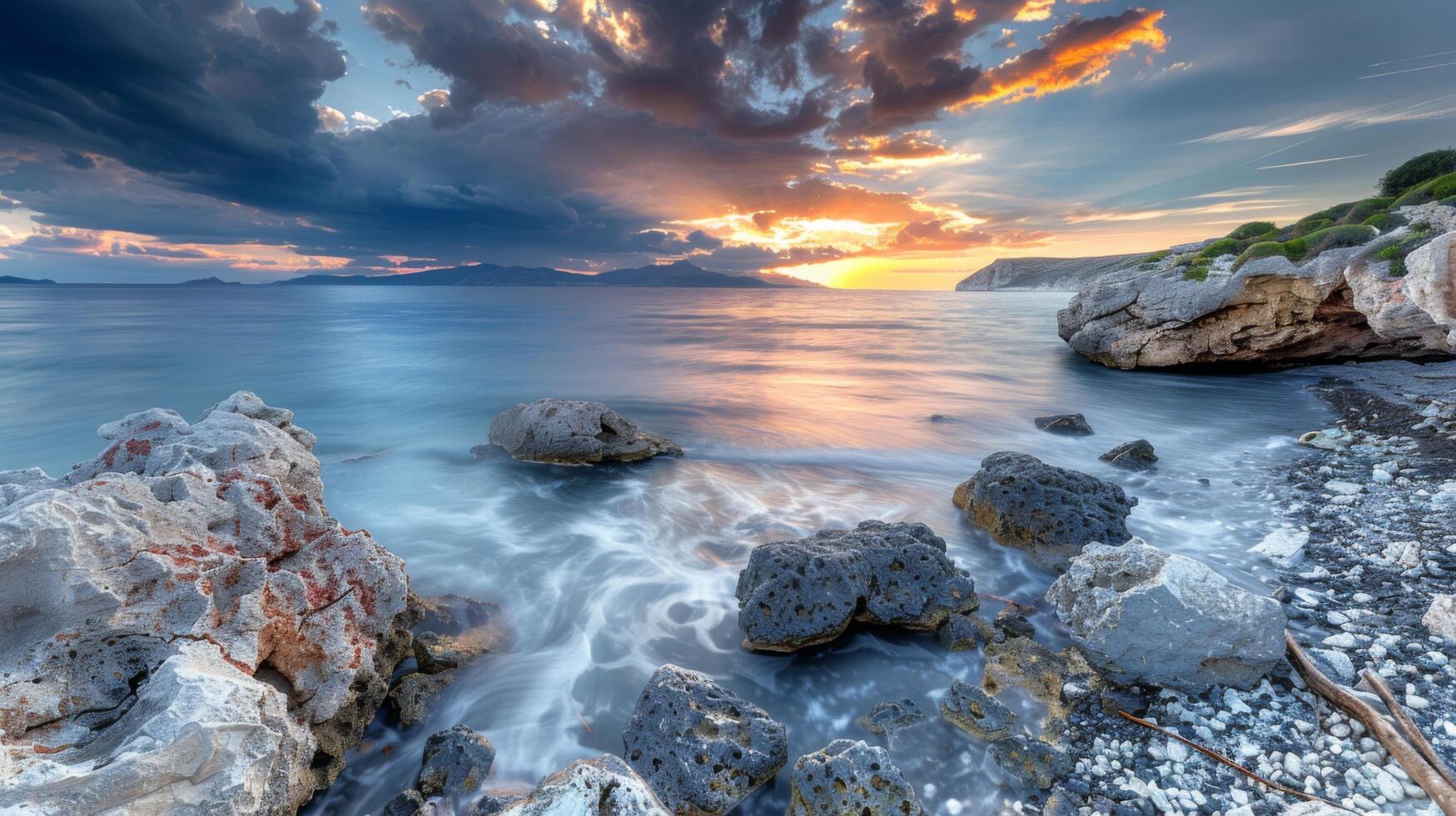 AI generated sea view in long exposure photo