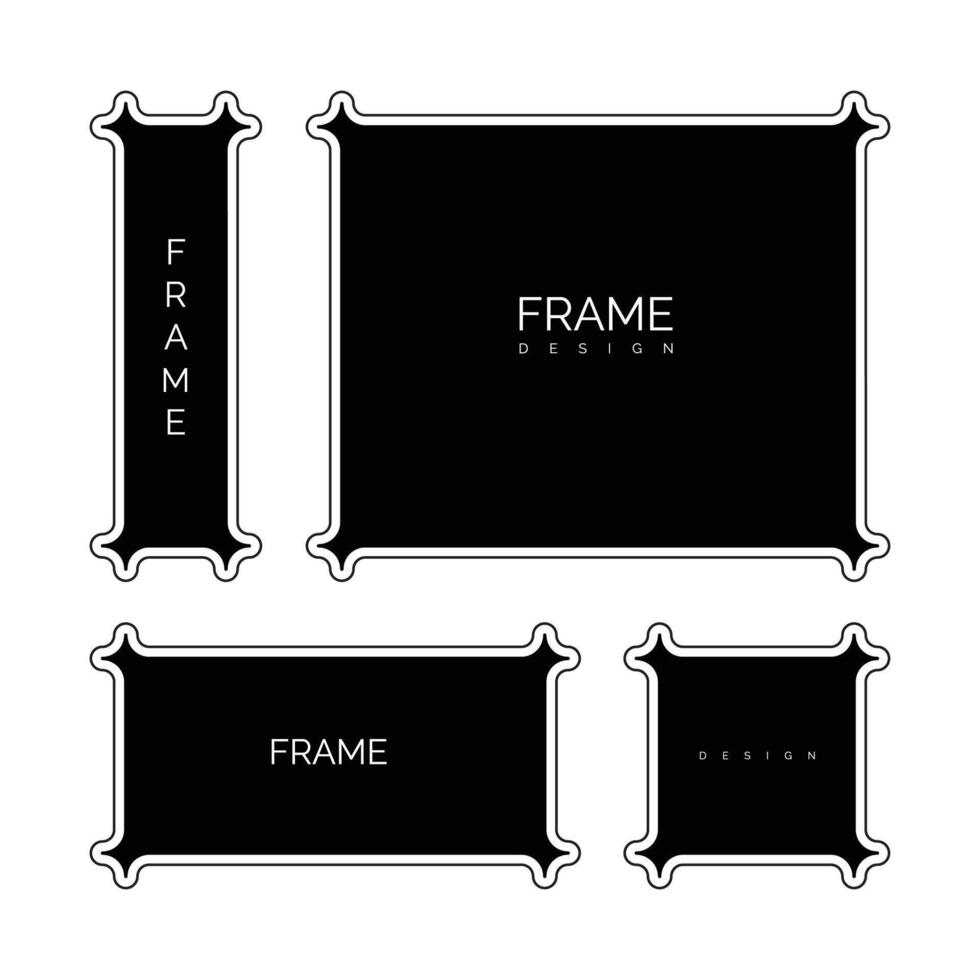conjunto de blanco silueta foto marcos íconos con frontera líneas vector ilustración