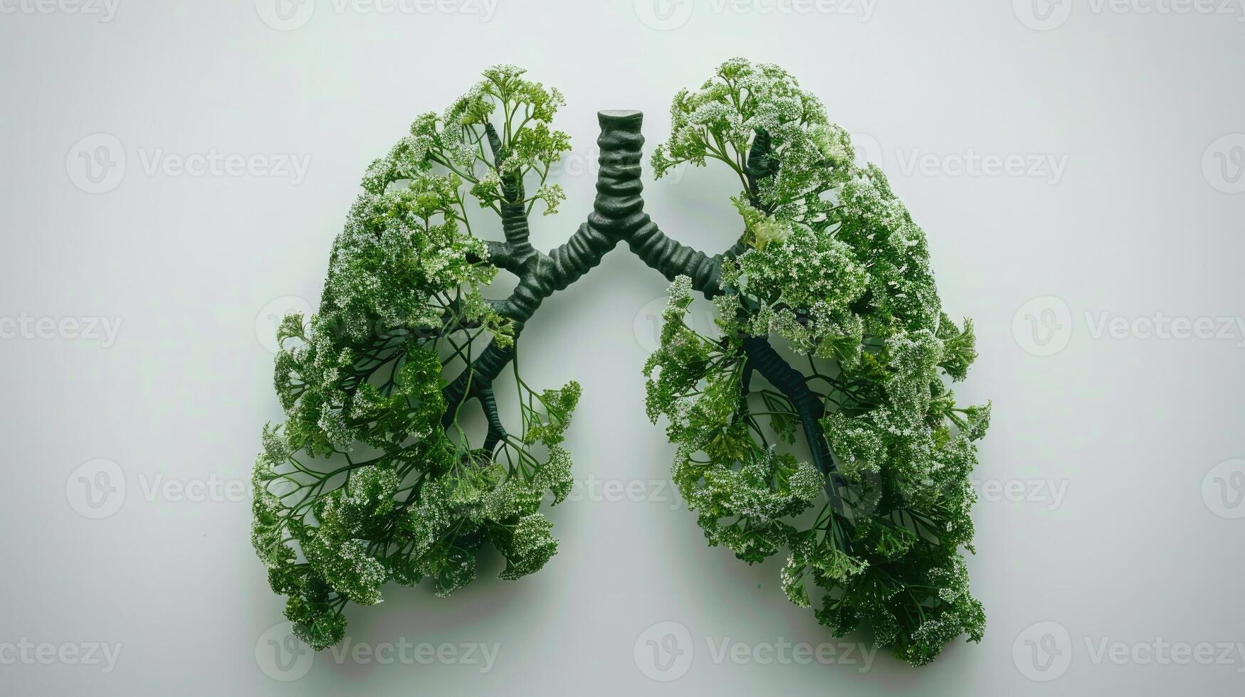 AI generated Human lungs in the form of trees or leaves on a white background photo