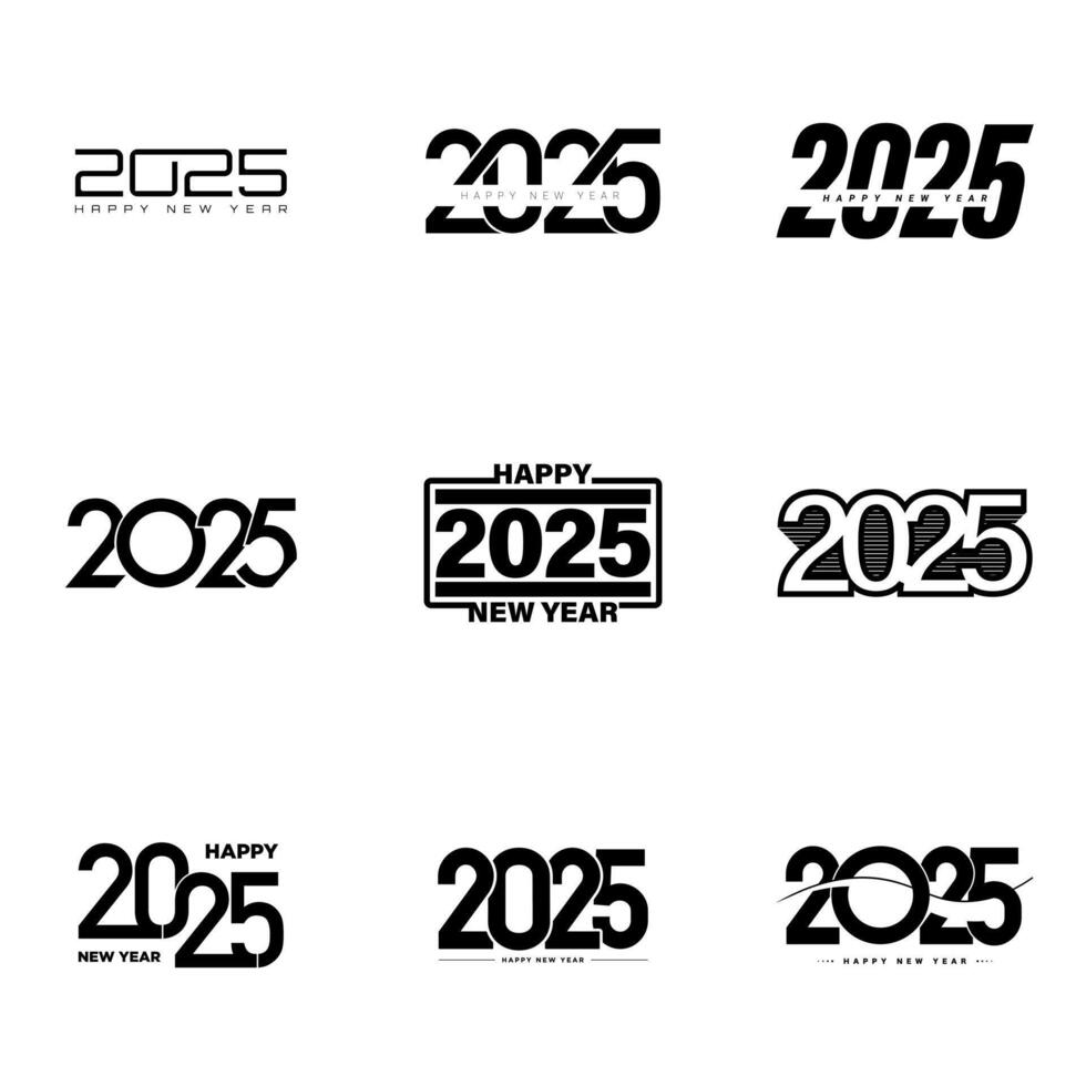 Big Set of 2025 number design template. vector