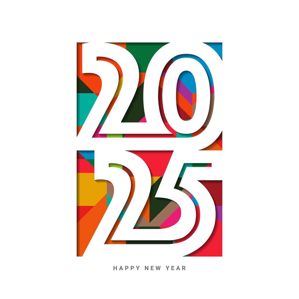 2025 Happy New Year Text Design Vector. vector