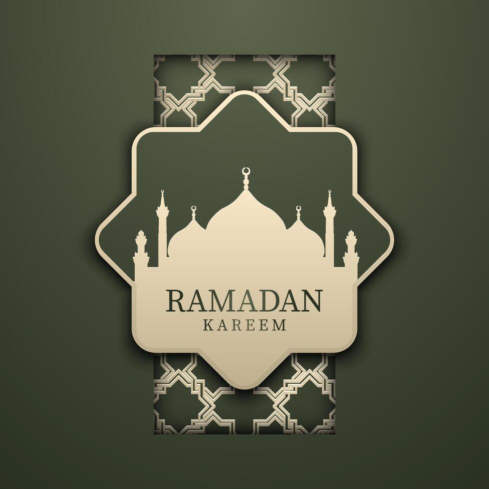 Ramadan Kareem Background Design with Mosque Illustration. Vector Illustration.