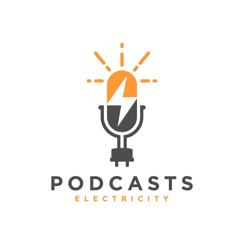 electric podcast illustration logo vector