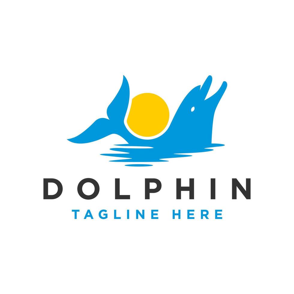 marine dolphin illustration logo vector