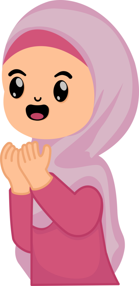 ramadan kareem illustration cute muslim girl pray celebrating ramadan png