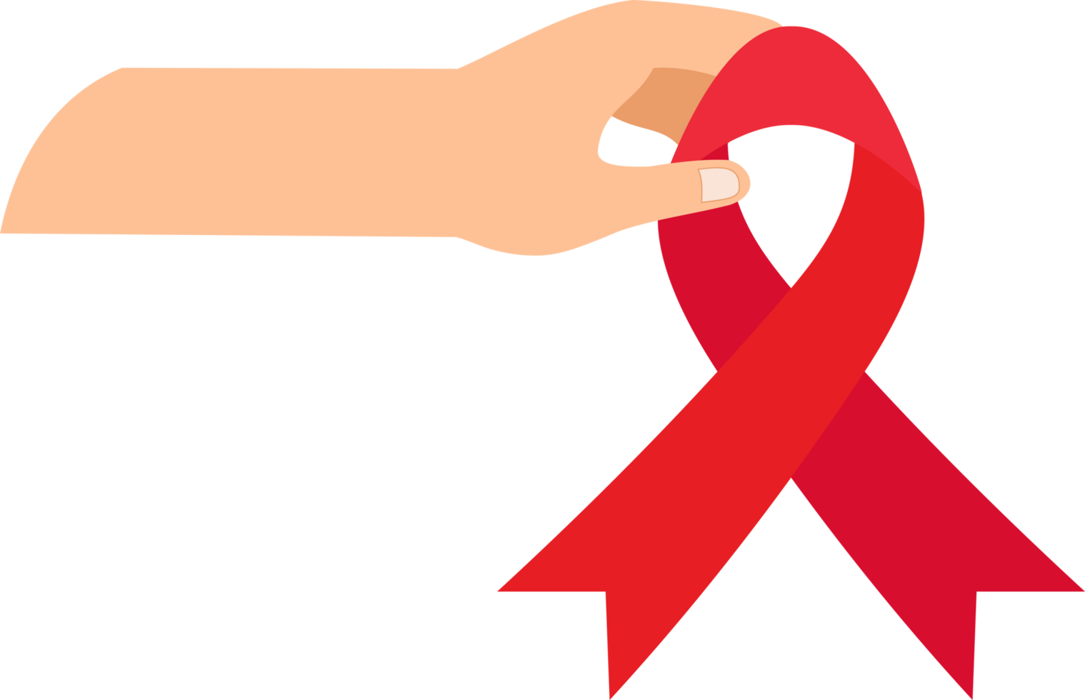 hand gesture giving red ribbon for respect world cancer day png