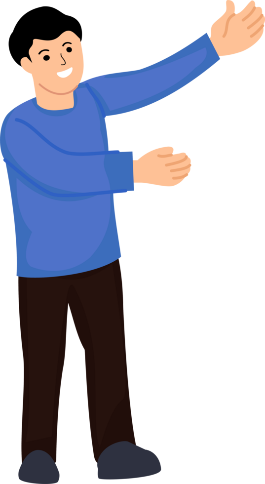 young man finger up to indicate promotion on empty space or advertising with excited expression png