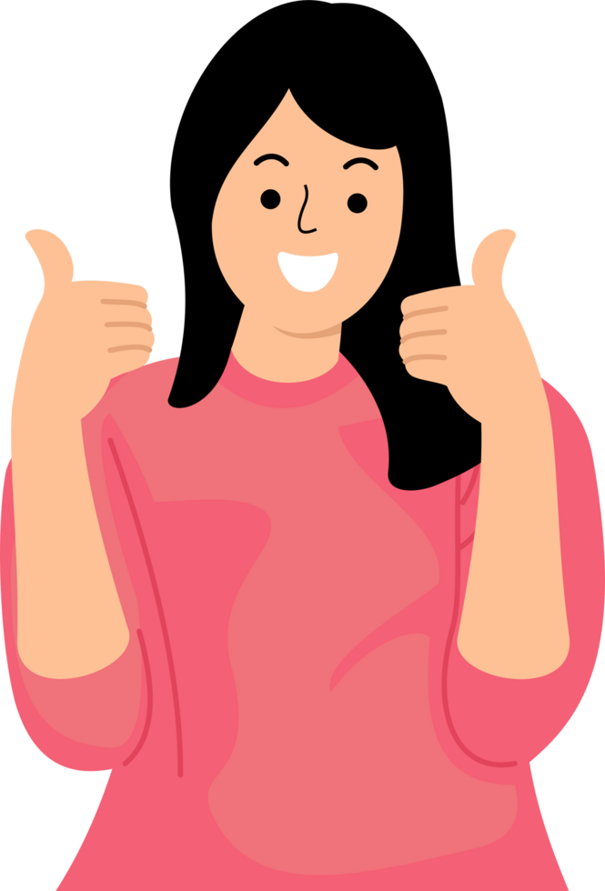 smiling young girl showing thumbs up gesture with both hands png