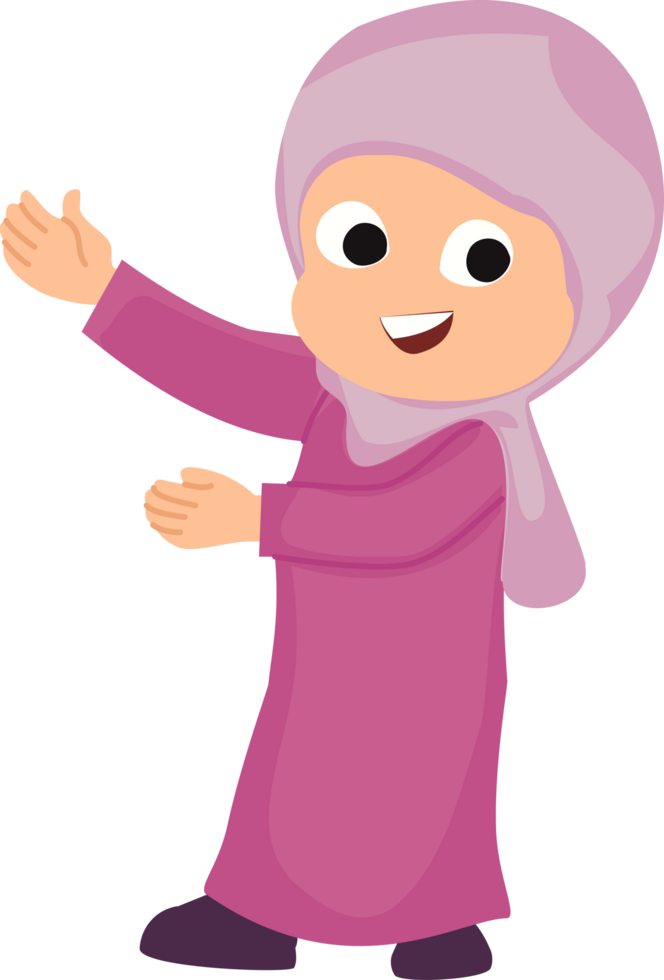 cute muslim girl character using veil or cute happy muslim girl cartoon png