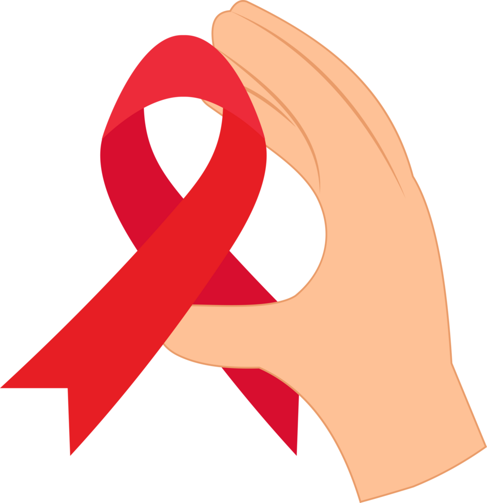 hand holding red ribbon respect to world cancer day png