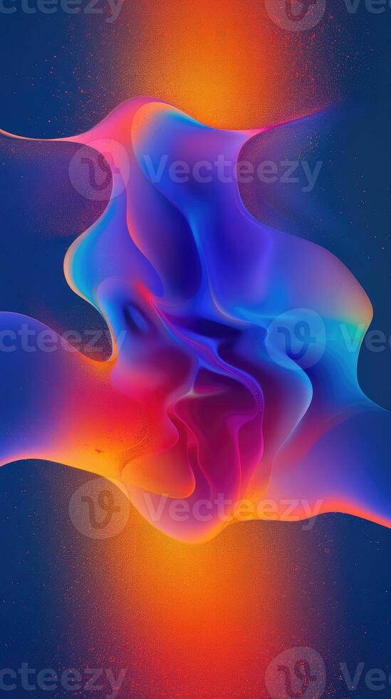 AI generated fluid color blobs in a diferent shapes od dark blue background photo