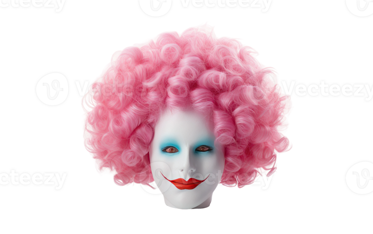 Clown pink Wig On Transparent Background png