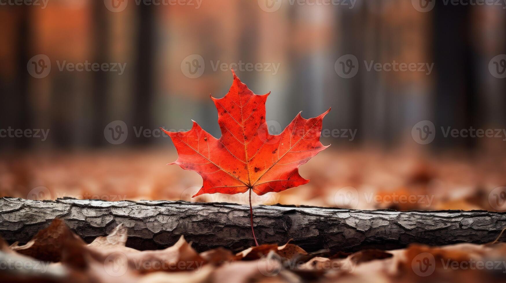 AI generated One vivid autumn colorful maple leaf in red and yellow colors. leaf color dry park close illustration forest autumn, natural season, outdoor garden leaf color dry park close photo