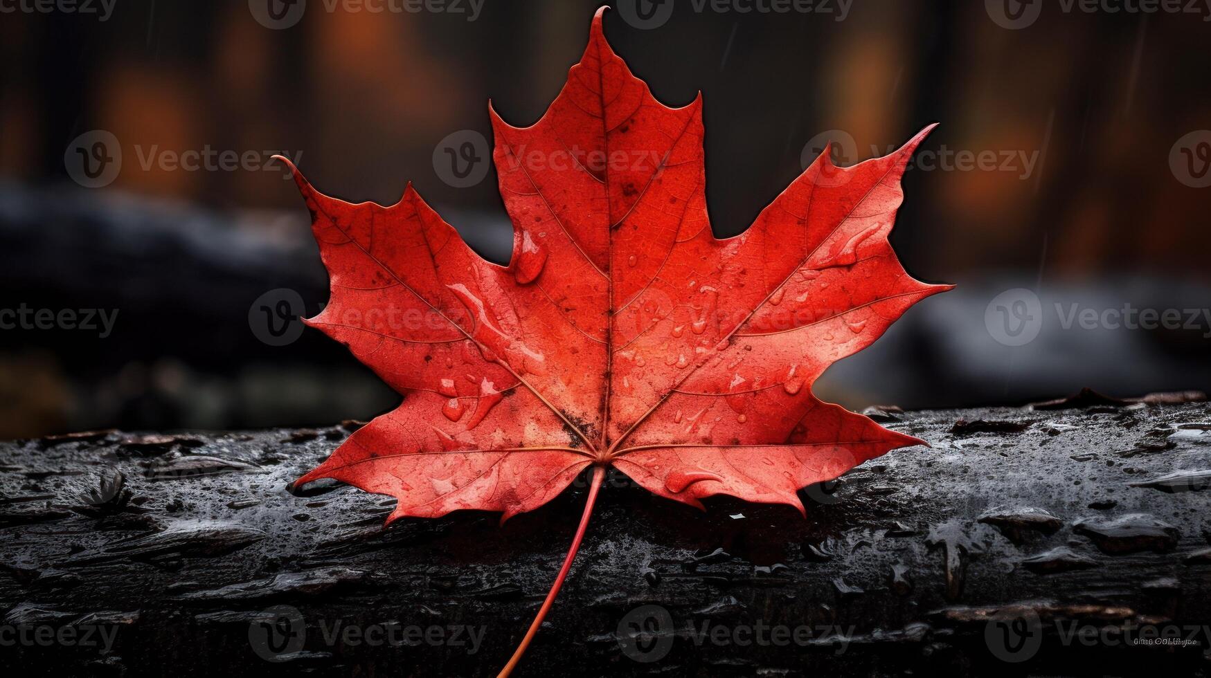 AI generated One vivid autumn colorful maple leaf in red and yellow colors. leaf color dry park close illustration forest autumn, natural season, outdoor garden leaf color dry park close photo