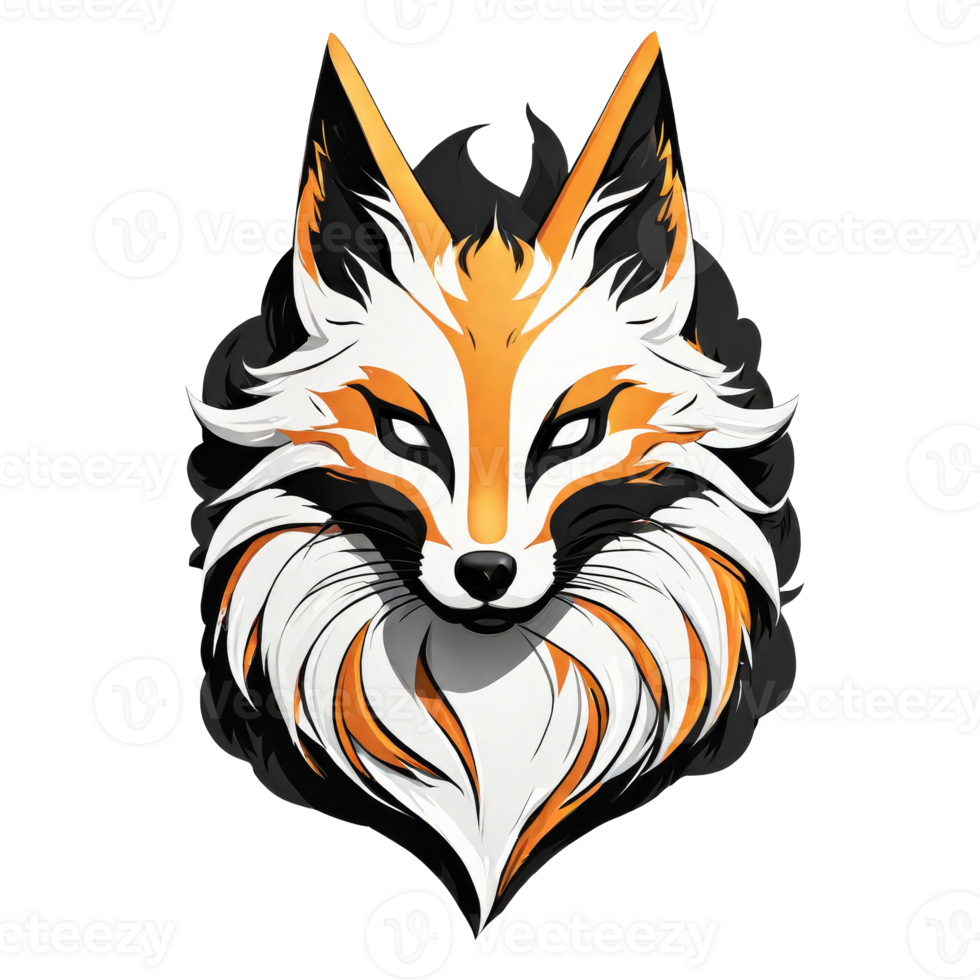AI generated a fox head with a long tail on a transparent background png