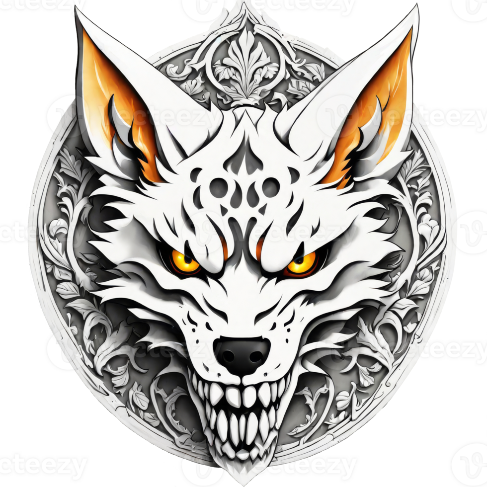 AI generated the fox head is in the middle of a circular design png