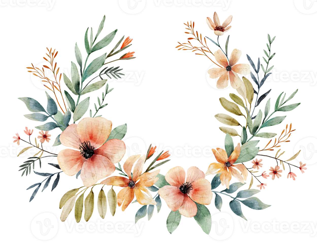 floral wreath Watercolor illustration. png