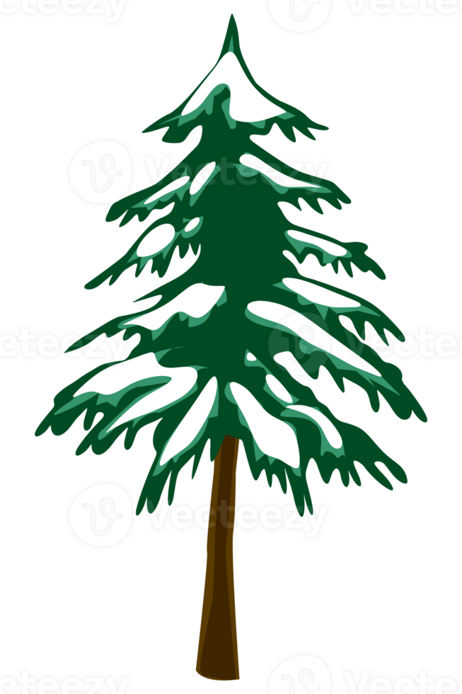 snowy tree at afternoon winter illustration png