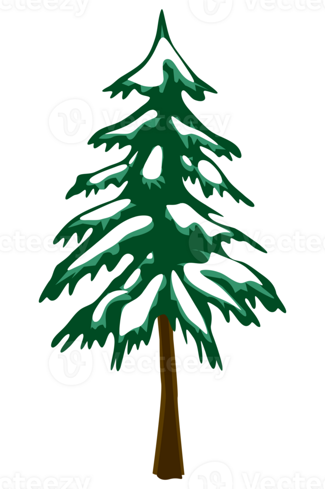 snowy tree at afternoon winter illustration png