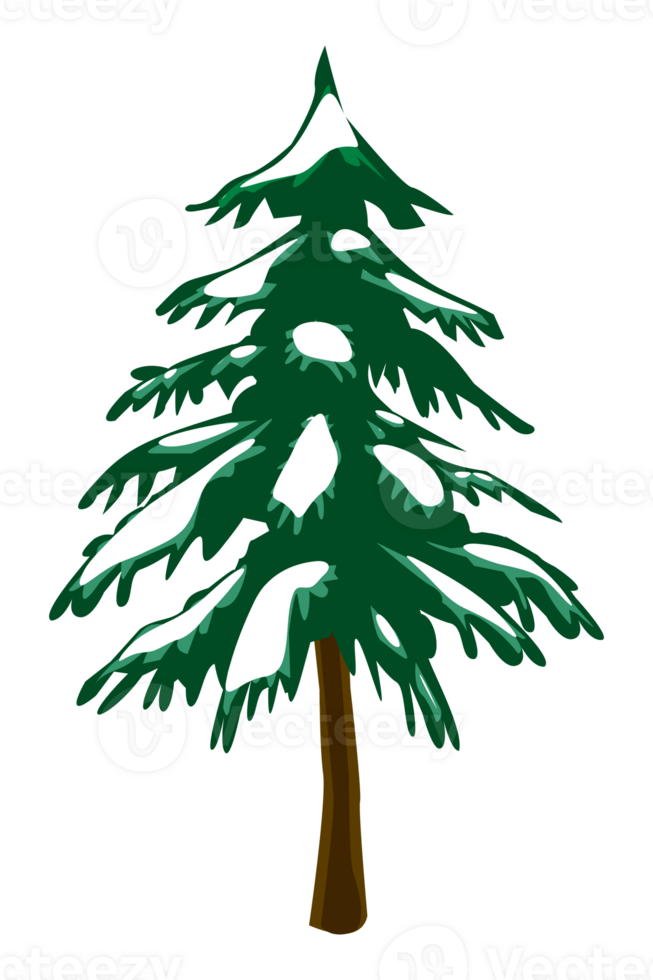 snowy tree at afternoon winter illustration png