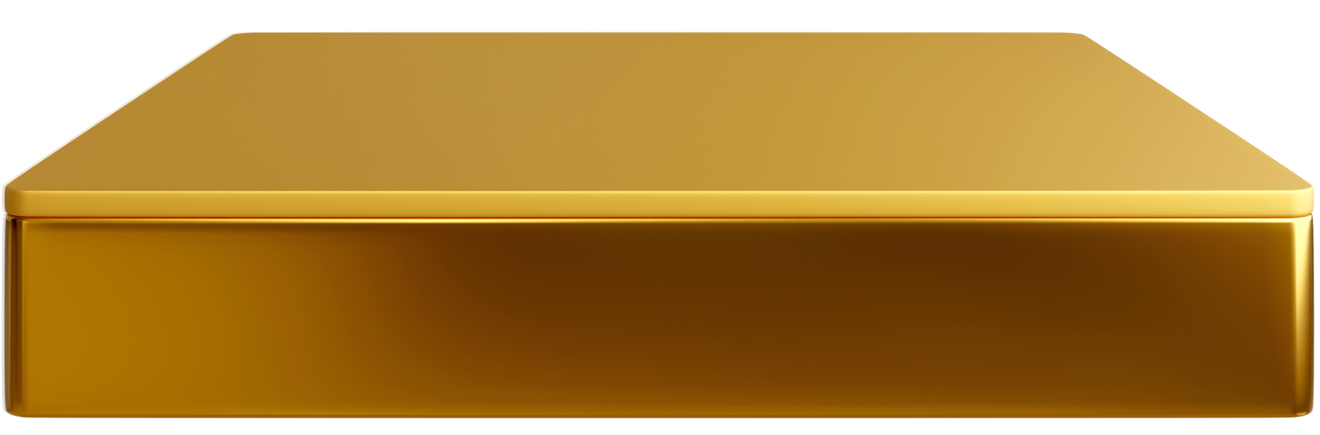 Golden podium for displaying merchandise and beauty products. 3D PNG file transparent