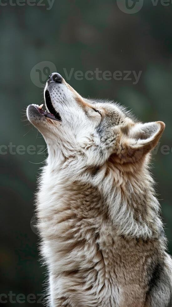 AI generated wolf howling in nature photo