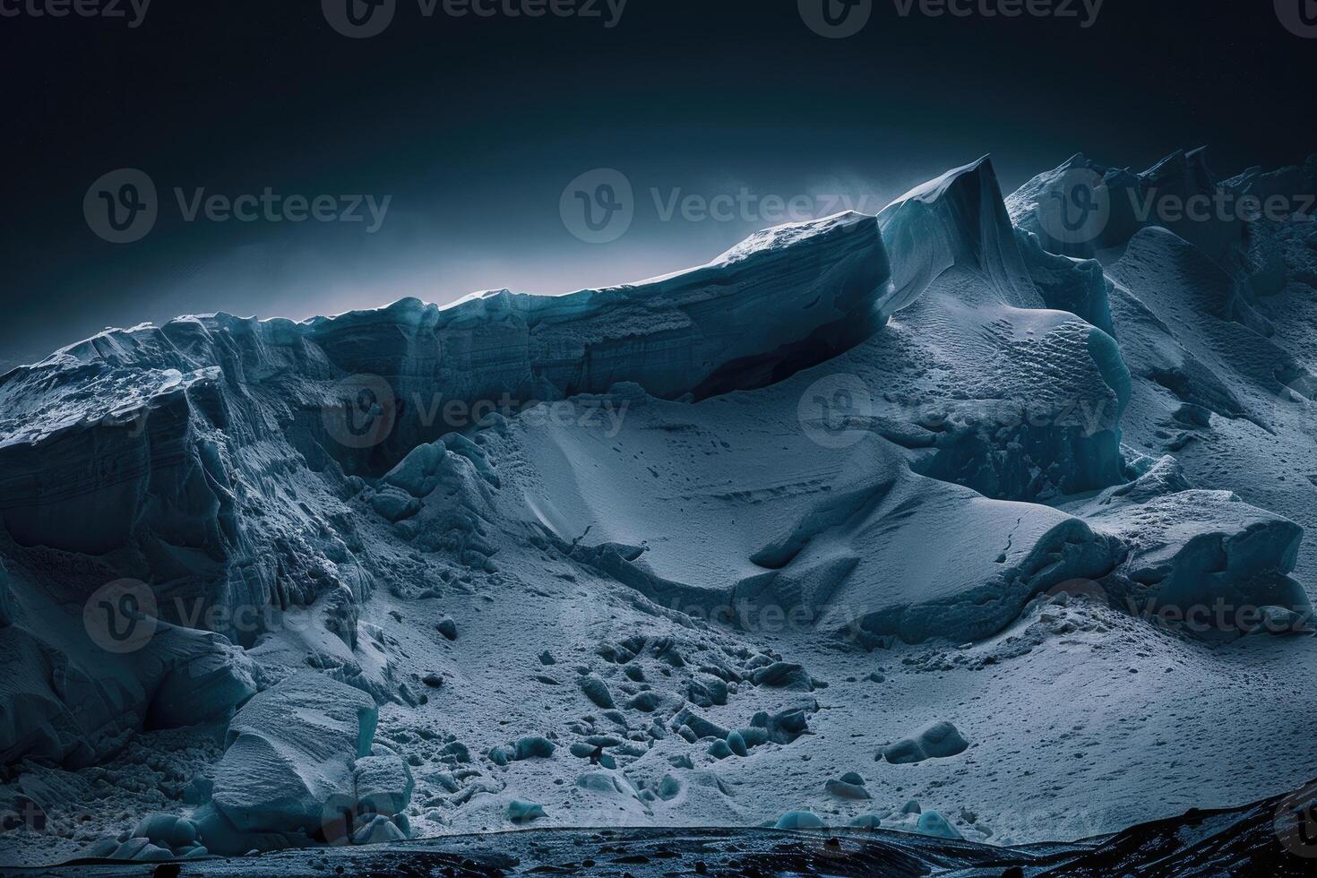 AI generated Antarctica glacier landscape at night photo