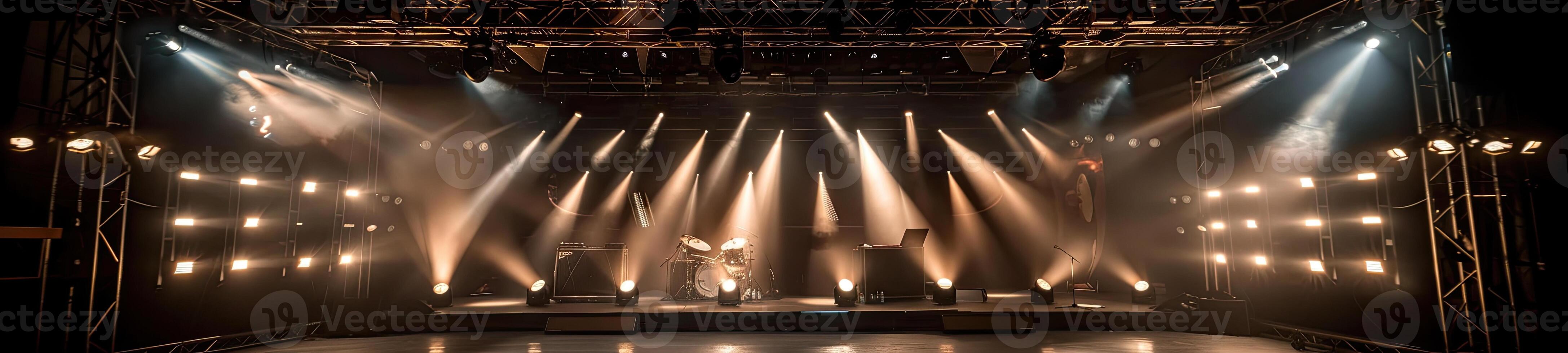 AI generated Scenery of a stage with lights in the background photo