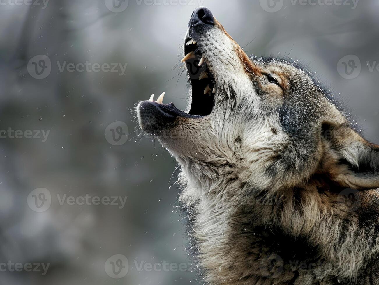 AI generated wolf howling in nature photo