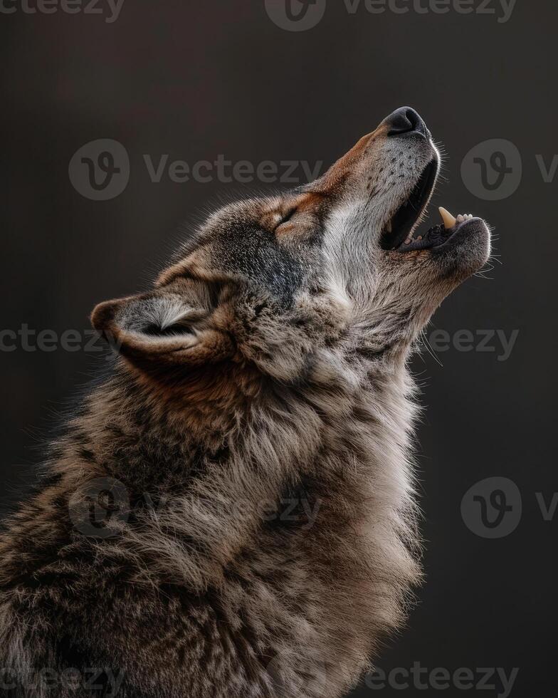 AI generated wolf howling in nature photo