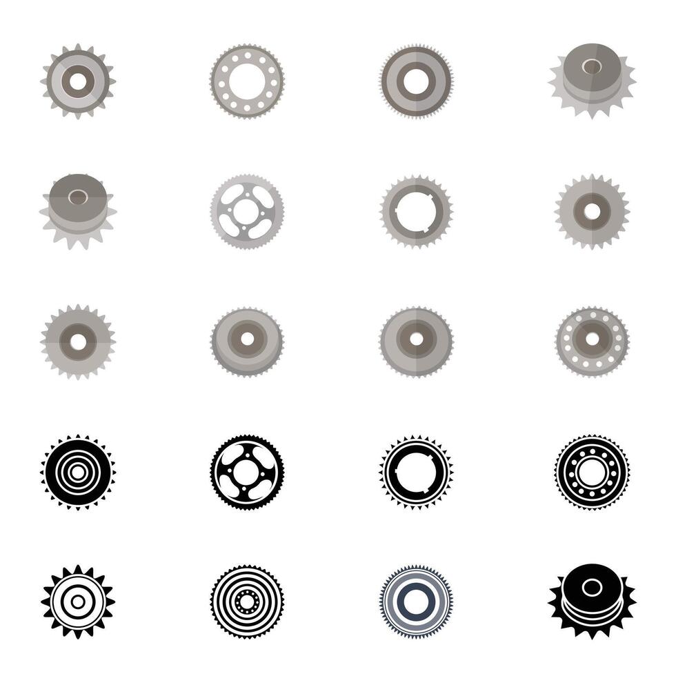 Chain Gears Illustrations Vector Elements Vector And Clip Art. Gear Silhouette, Gear Mechanical Illustration Sport Bike Wheel Vector.