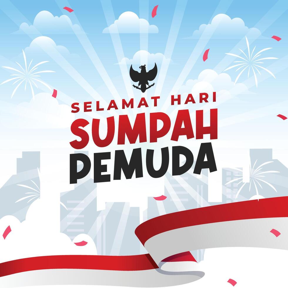 Sumpah Pemuda Indonesia Indonesian Celebrations Day Illustration Vector Banner And Post Design, Sumpah Pemuda Celebrations Day Clip Art Set. Indonesian Freedom Independence Patriotism Template.