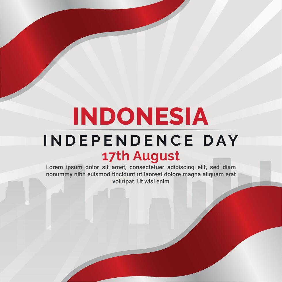 Indonesian Independence Celebrations Day Vector Illustration Banner And Social Media Post Design Set, Indonesia National Republic Celebrate Event Day Poster Template, With Flag, Happy Democracy.