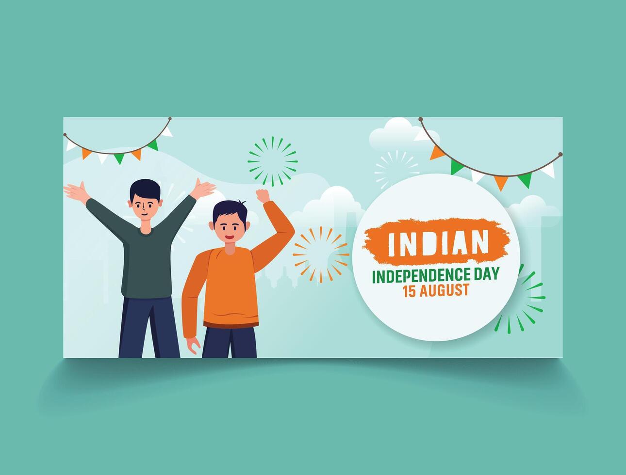 Indian independence Celebrations Day Illustration Vector Banner And Post Design, Celebrations Day Clip Art Set. India National Flag Freedom Independence Patriotism Template.