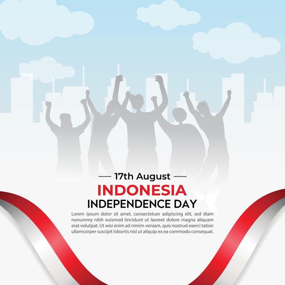 indonesio independencia celebraciones día vector ilustración bandera y social medios de comunicación enviar diseño colocar, Indonesia nacional república celebrar evento día póster plantilla, con bandera, contento democracia.