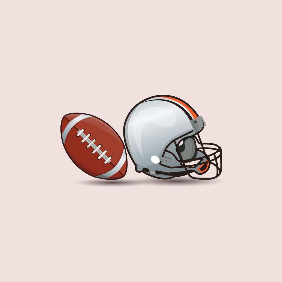 American Football And Helmet Illustrations Vector Elements With Clip Art. American Sport competition Ball Element.