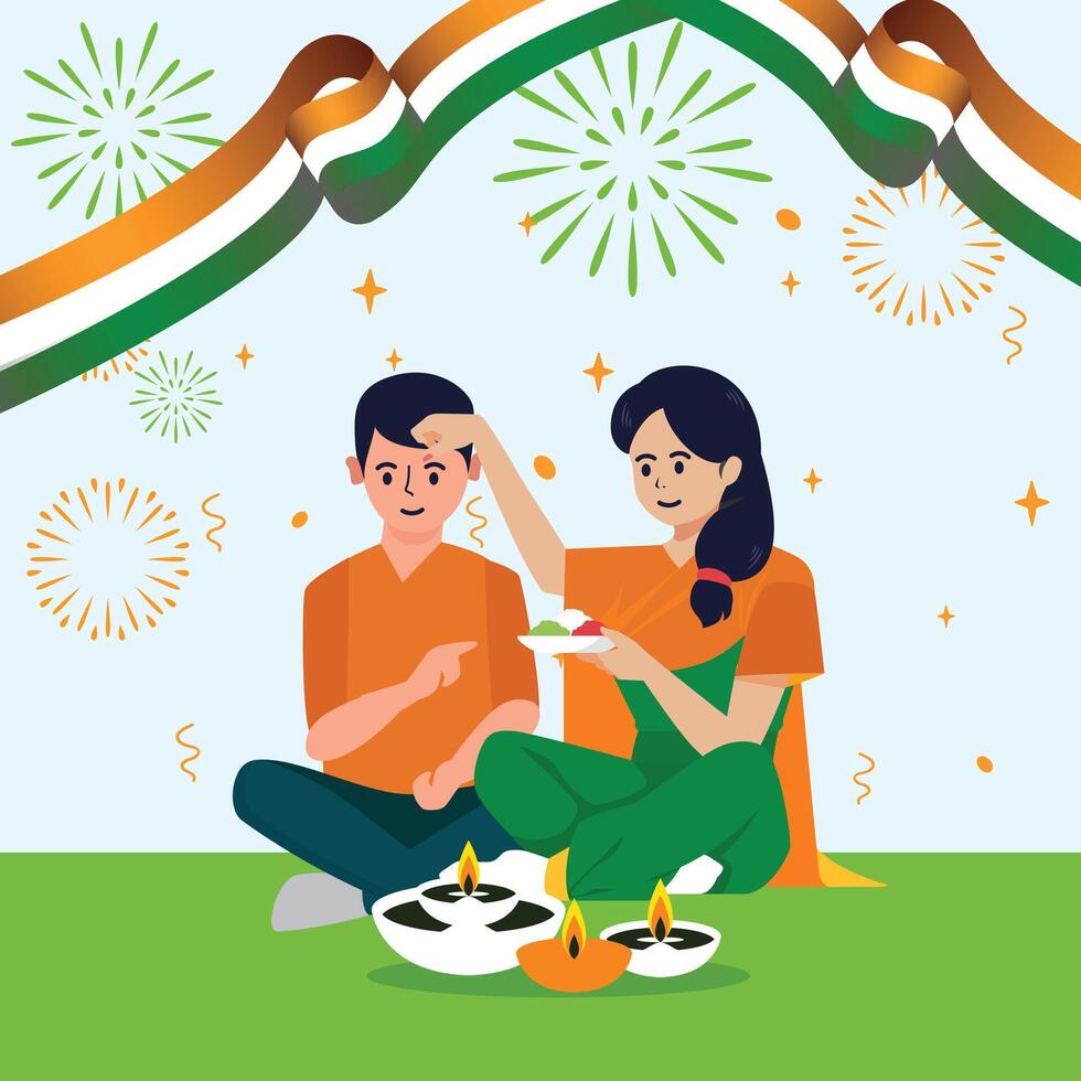 Indian Celebrations Day Illustration Vector Banner, Celebrations Event Day Clip Art Set. India National Flag Freedom Independence Patriotism Template.